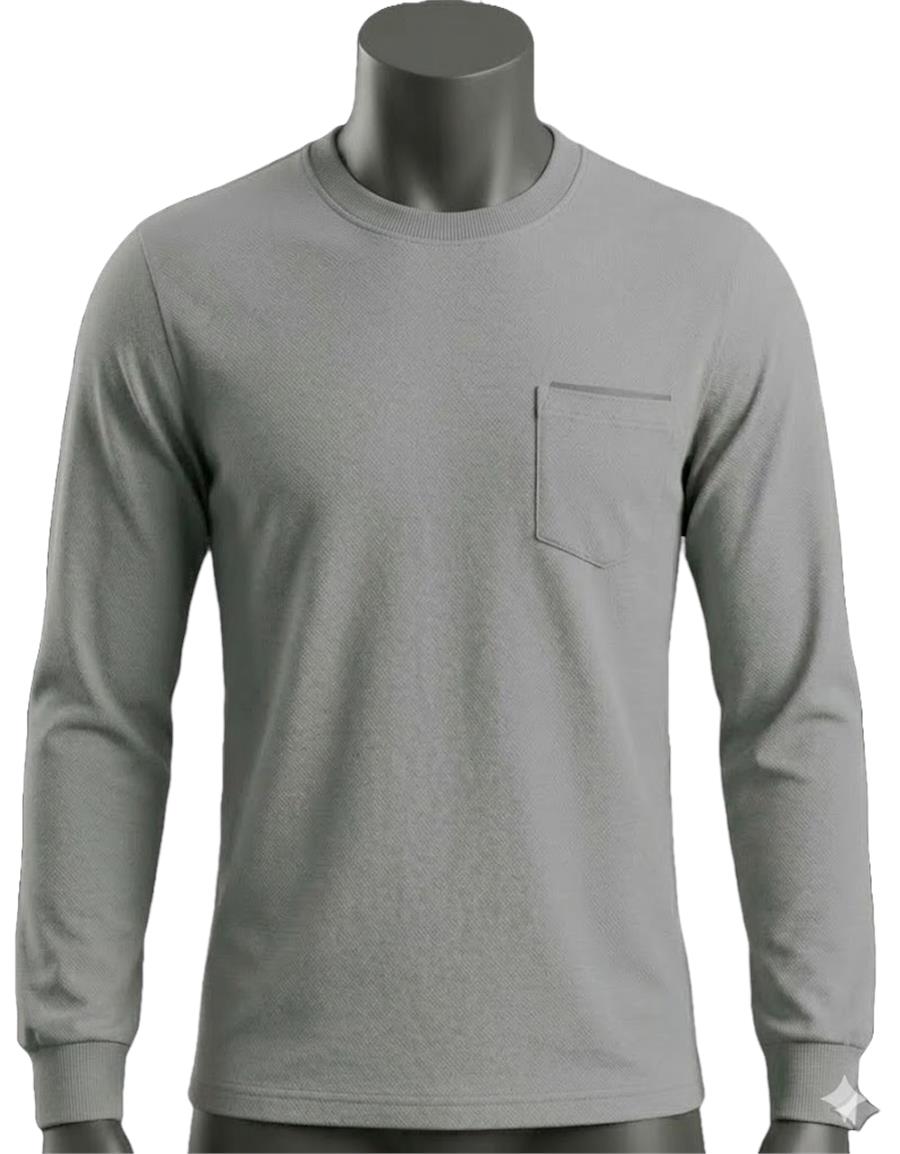 Kışlık B.yaka Gri %100 Pamuklu Sol Göğüs Cepli